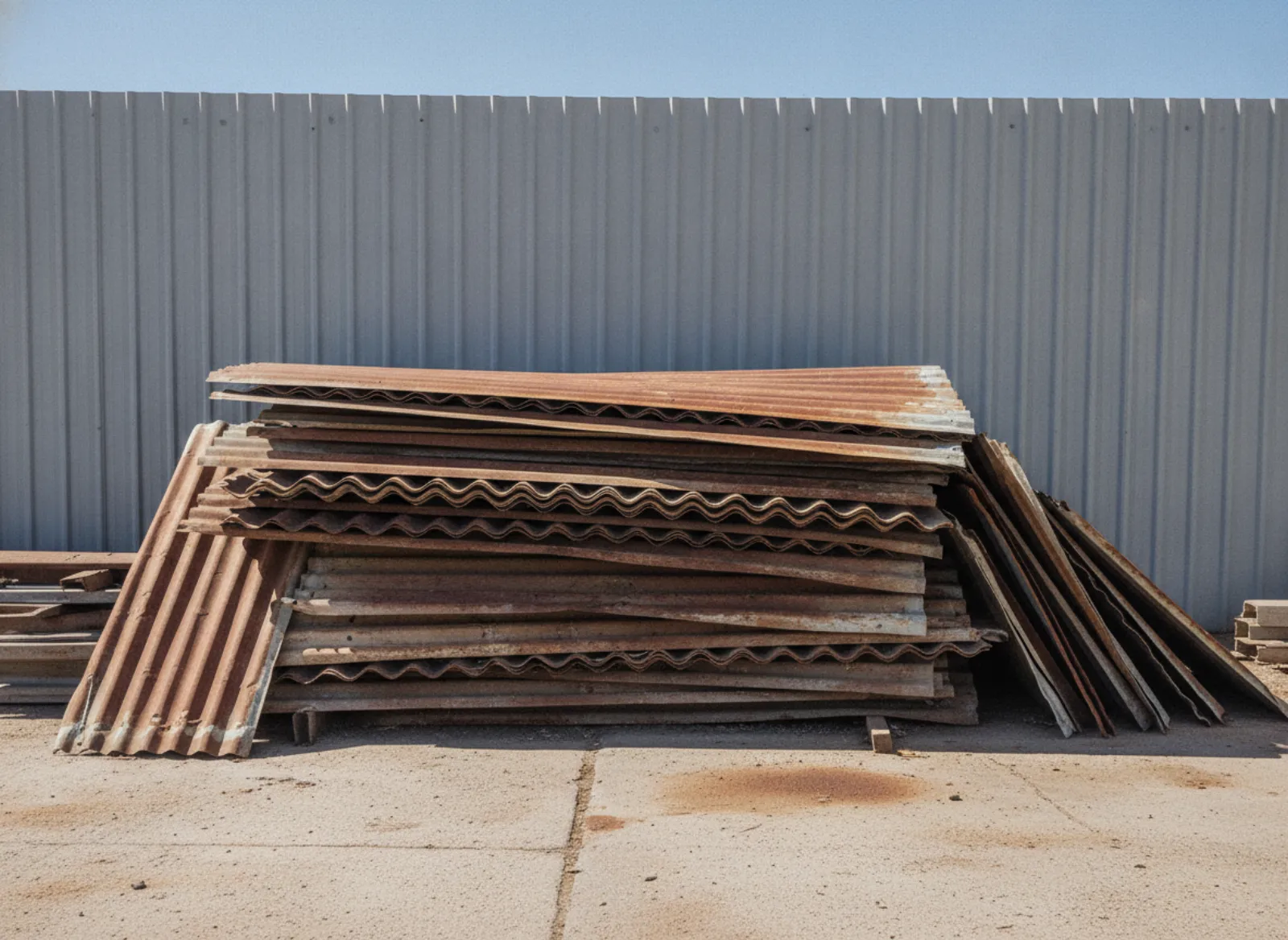 Metal shed panels sorted for recycling in Doña Ana County