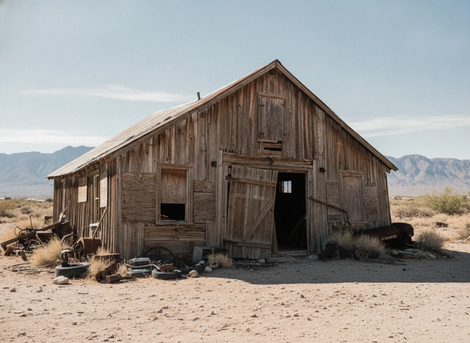 Old outbuilding teardown on a rural Doña Ana County lot