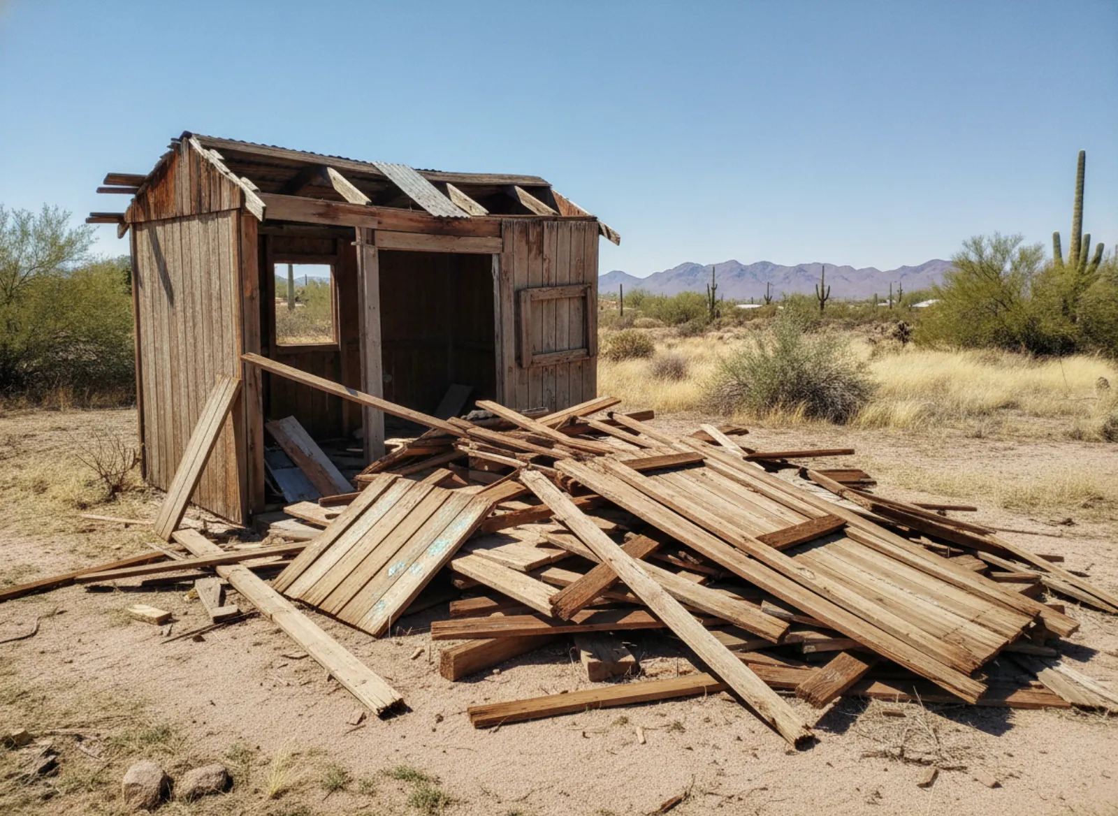 Shed being demolished and broken down in Las Cruces