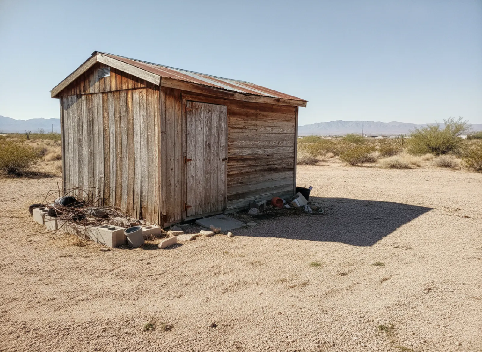 Old backyard wood shed ready for removal in Las Cruces, NM